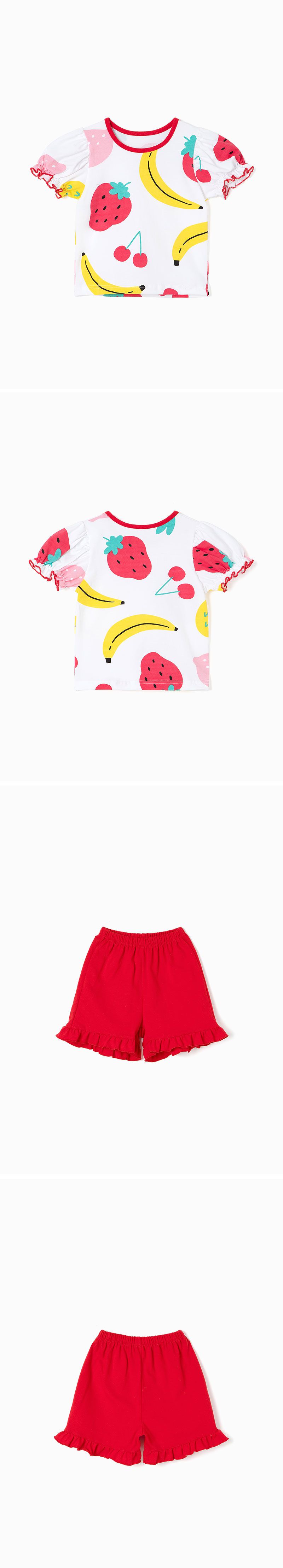 韓國 OZKIZ - (附髮帶)水果套餐短袖套裝-白X紅