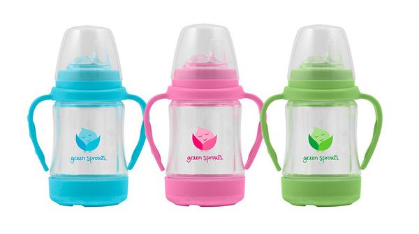 美國 green sprouts - 小綠芽多用途雙層玻璃奶瓶/水瓶-118ML-水藍色