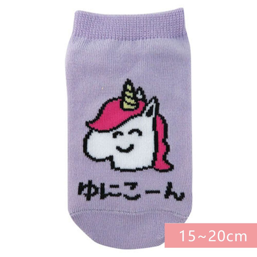 日本 OKUTANI - 童趣日文插畫短襪-獨角獸-紫 (15-20cm)