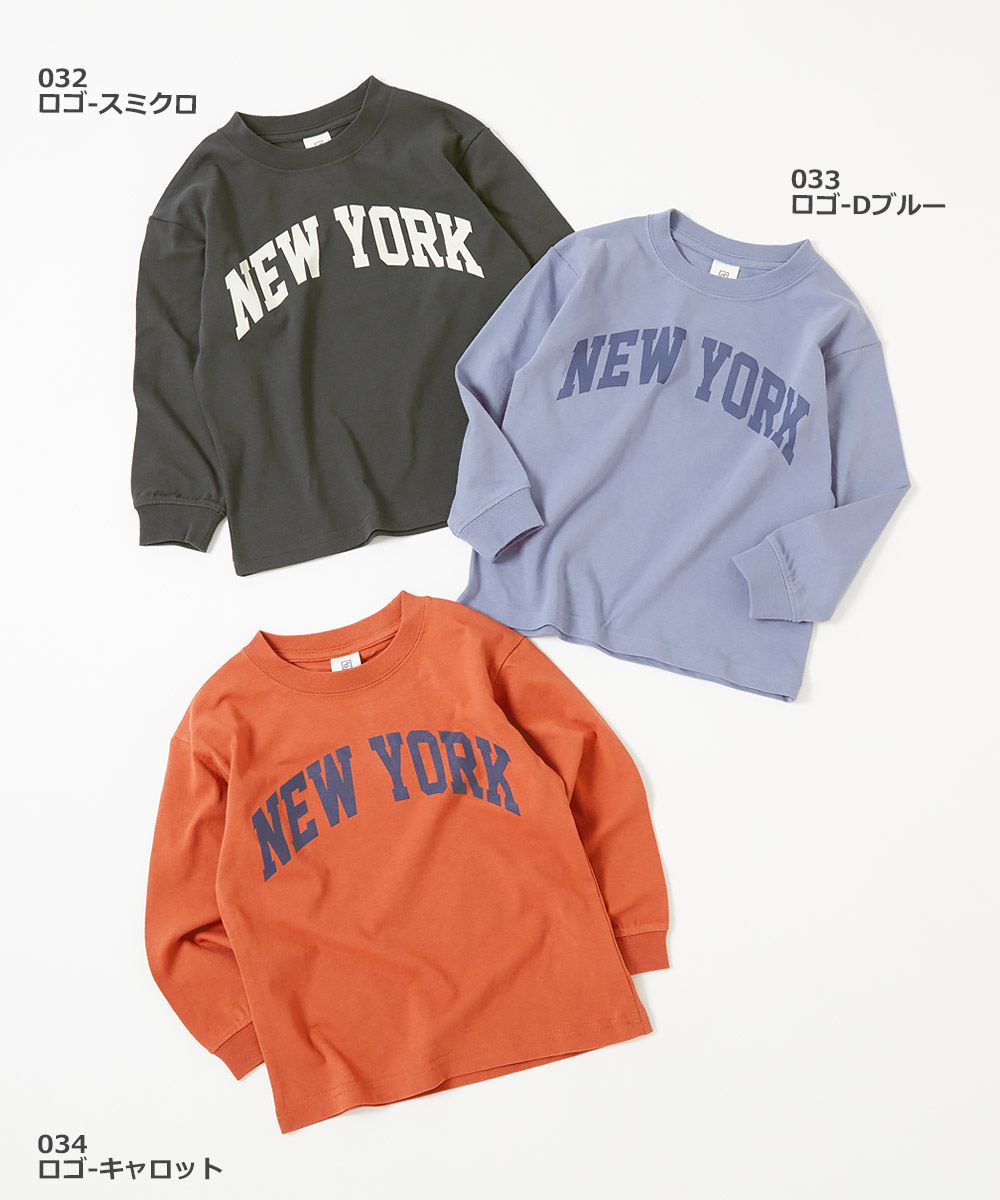 日本 devirock - 定番百搭印花長袖上衣-NEW YORK-藍紫