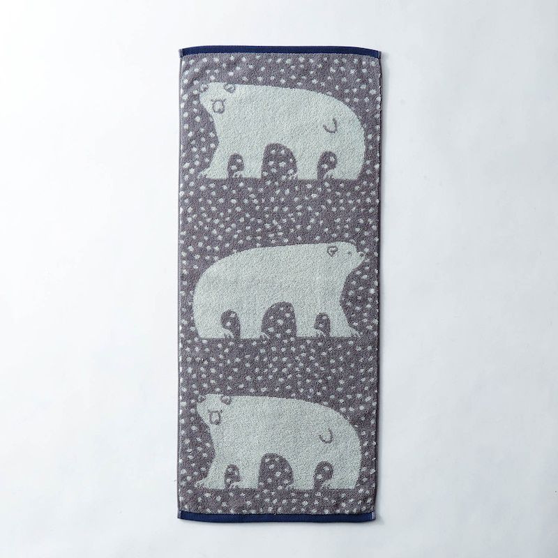日本千趣會 - 北歐風 吸水速乾毛巾-白熊-石墨灰 (34×80cm)
