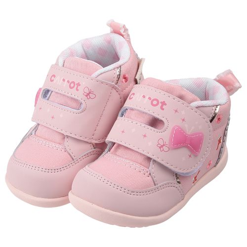 Moonstar日本月星 - Carrot蝴蝶結粉色寶寶機能學步鞋-粉色