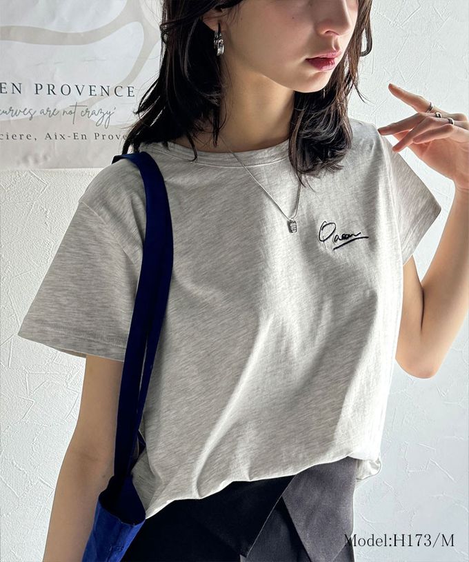 日本 Classical Elf - 胸前簡約刺繡logo有機棉短袖T恤-燕麥灰