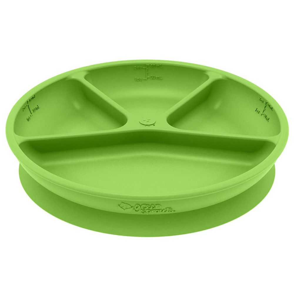 美國 green sprouts 小綠芽 - 寶寶矽膠防滑學習餐盤-草綠