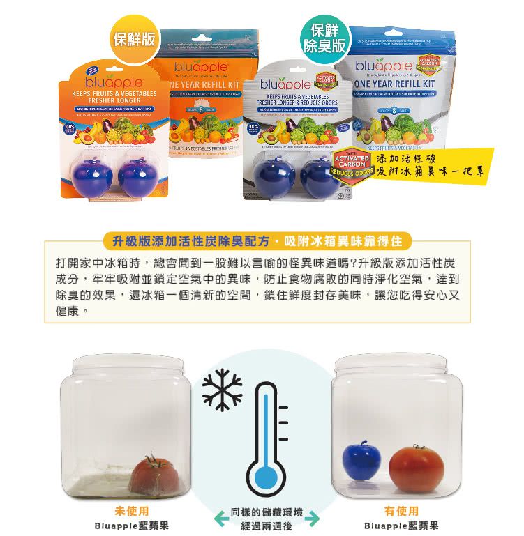 美國Bluapple - 藍蘋果-保鮮除臭版-一組二入 (直徑約6公分)