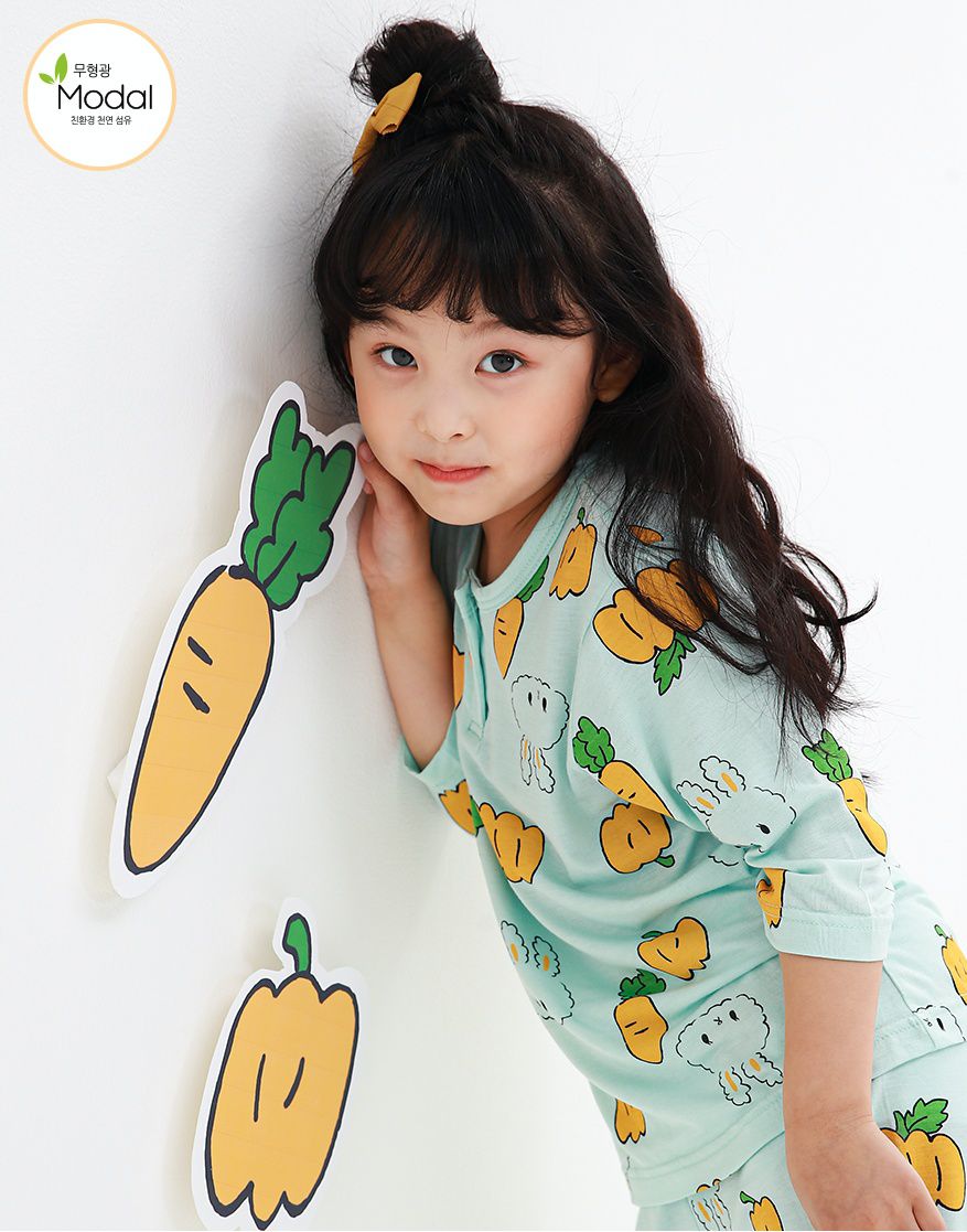韓國 Ppippilong - 莫代爾7分袖家居服-南瓜小兔