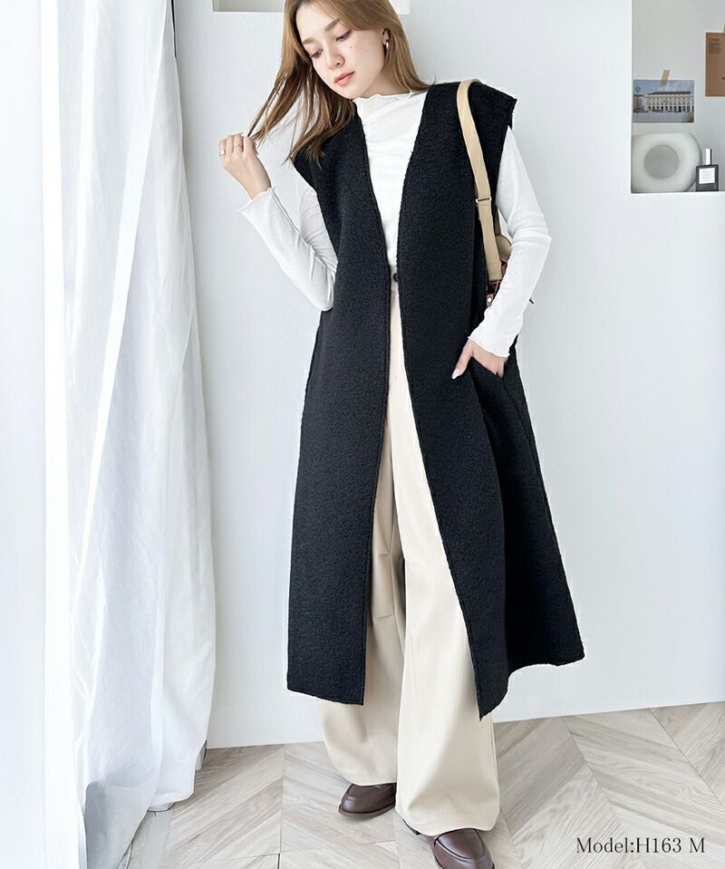 日本 Classical Elf - 前後2way短毛附綁帶背心洋裝-灰