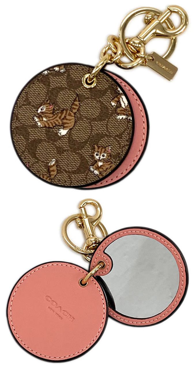 COACH - 印花皮革鑰匙圈 (貓咪)