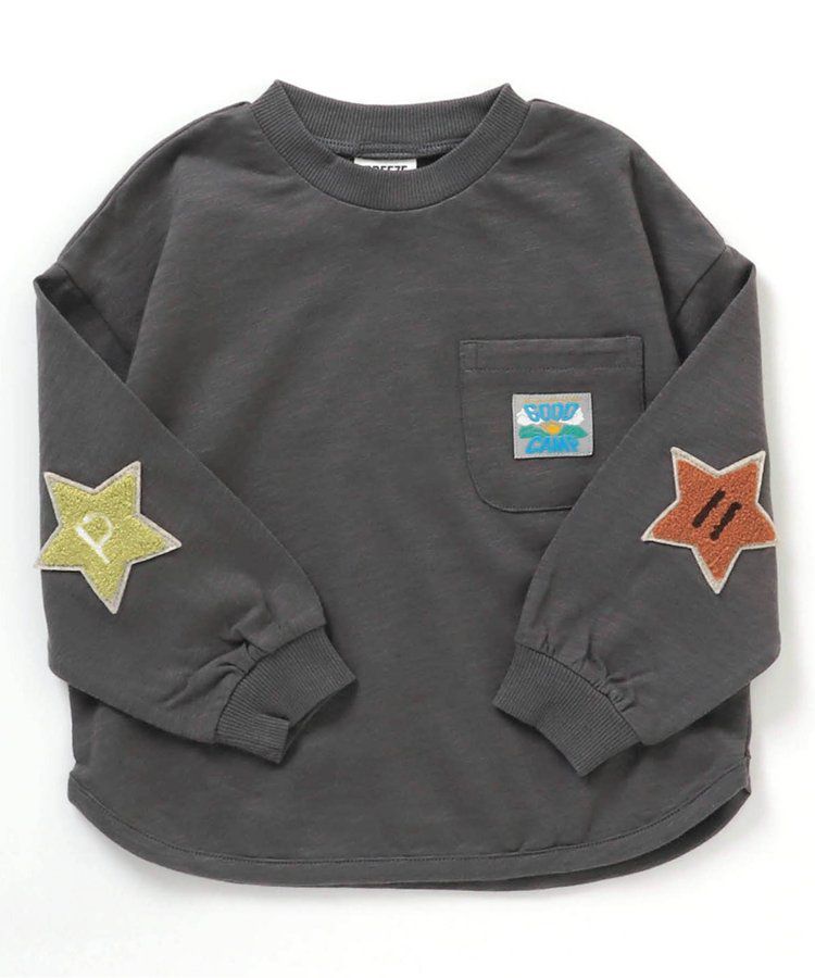 日本 BREEZE - 時髦星星刺繡長袖上衣-粉橘