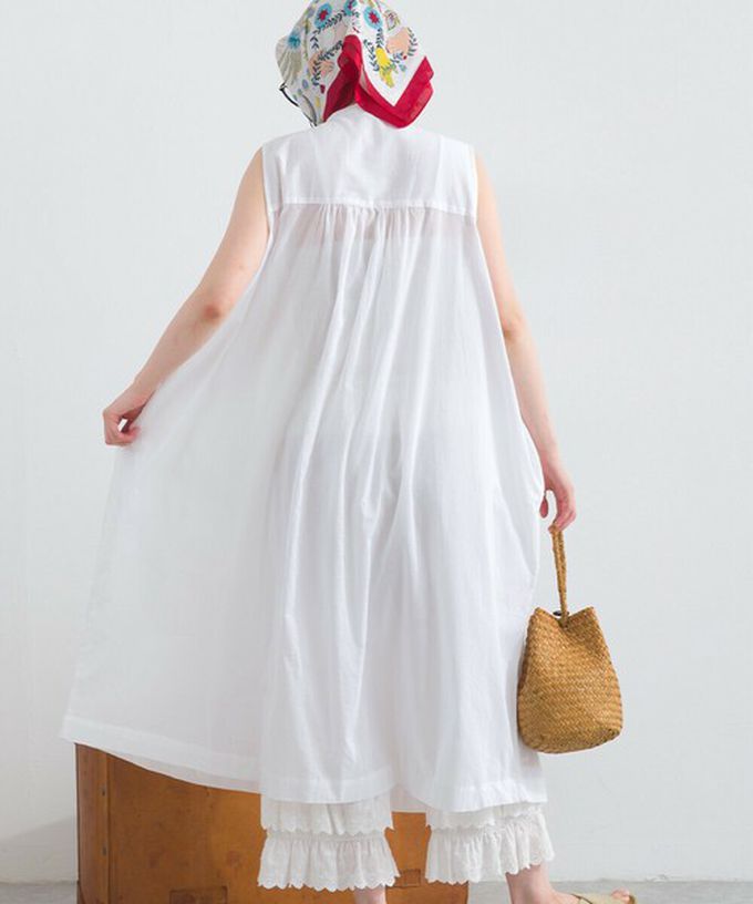 日本 Lupilien - 100%印度棉 清爽素色無袖洋裝-海軍藍