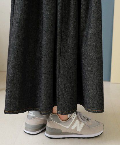 日本 Bou Jeloud - 簡約丹寧長裙-深藍