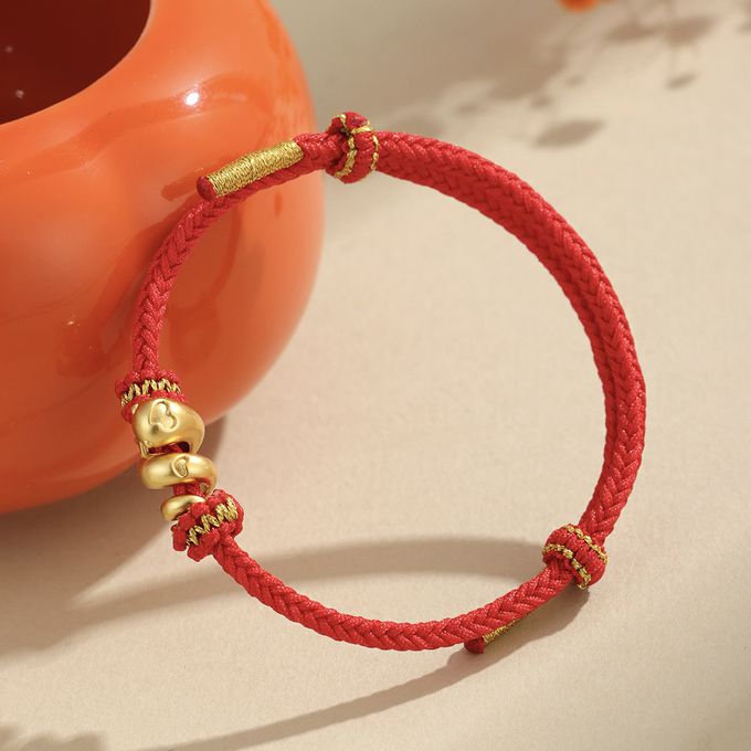本命年愛心金蛇送福999銀好運編織手繩 新年過年開運生肖紅繩