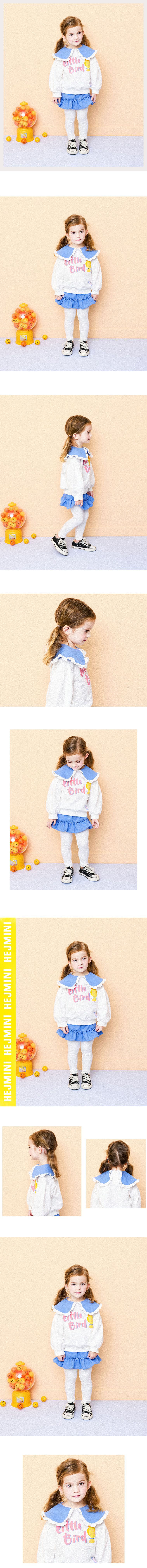 韓國 HEJMINI - 森林鳥荷葉邊內搭褲裙套裝-白