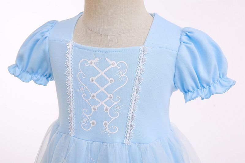 短袖造型公主裙-網紗淺藍