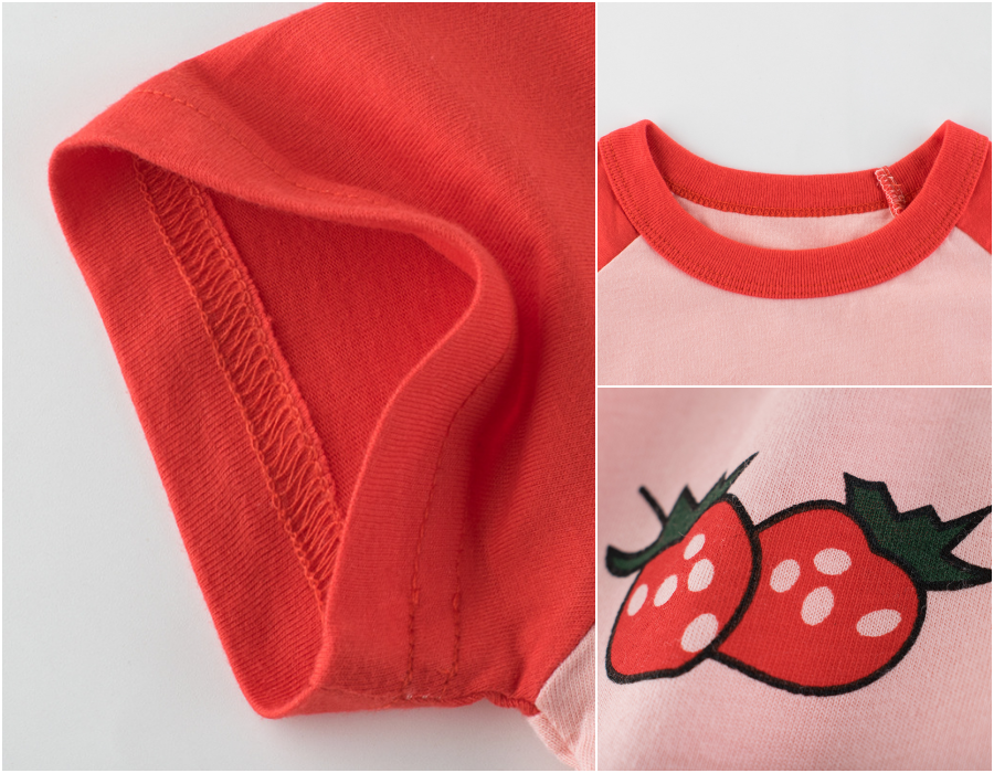 純棉短袖上衣-草莓牛奶-粉紅色