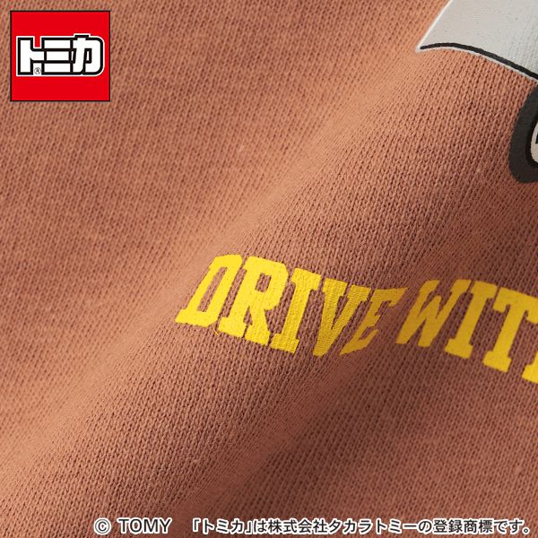 日本 petit main - TOMICA聯名 印花短袖上衣-漢堡車-摩卡