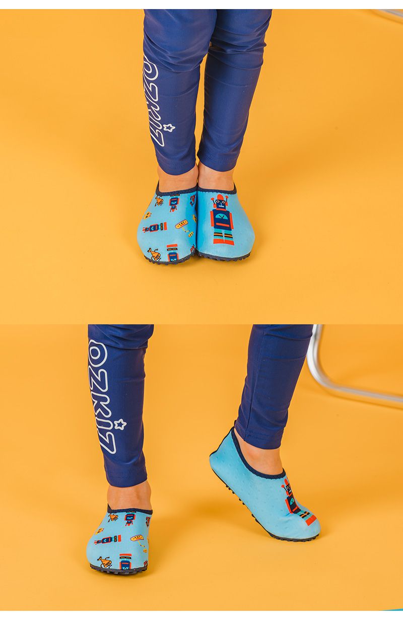 韓國 OZKIZ - 潛水布面輕量/防滑兒童沙灘鞋/戲水鞋-機器人