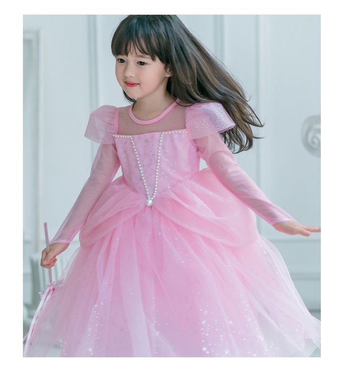 冰雪公主袖洋裝-藍色