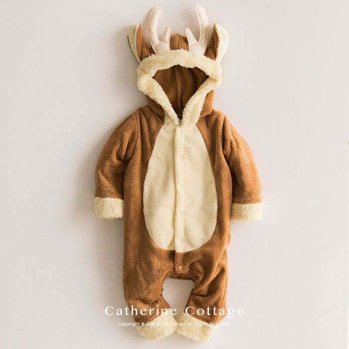 日本 Catherine Cottage - 可愛絨毛連帽聖誕造型服-馴鹿洋裝