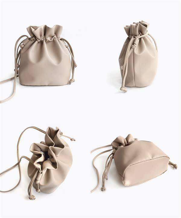 日本 zootie - 2WAY可愛抽繩水桶包/側背包-白