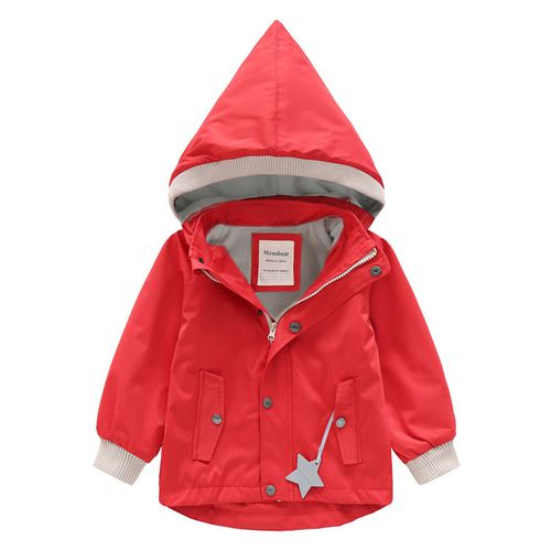 防風防雨反光衝鋒外套(加絨)-尖帽-紅色