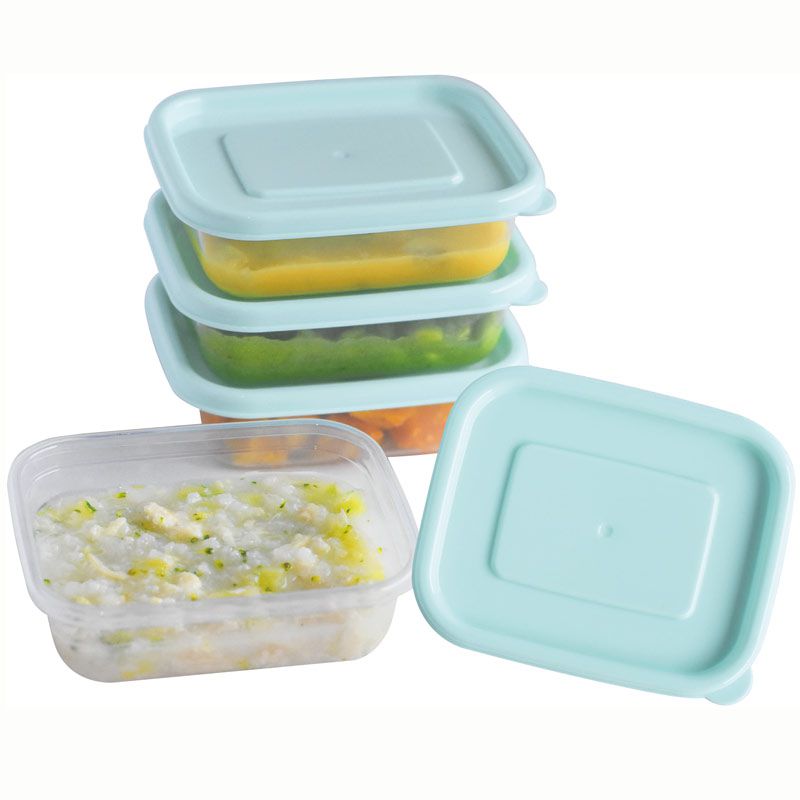 akachan honpo - 離乳食品保存容器-方形M號-綠色-4個入/100ml