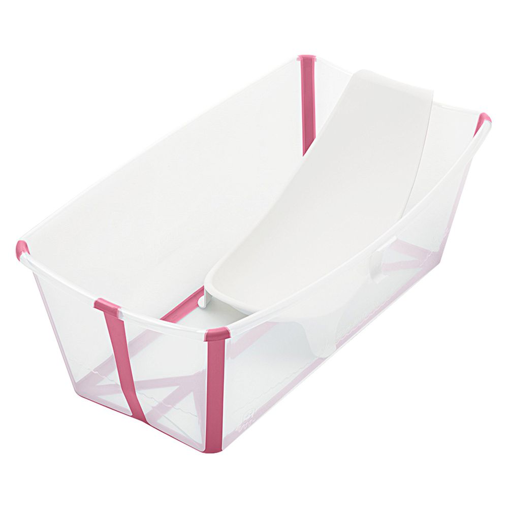 Stokke - Flexi Bath 折疊式浴盆(感溫水塞)套裝-含浴盆＋浴架-透明粉