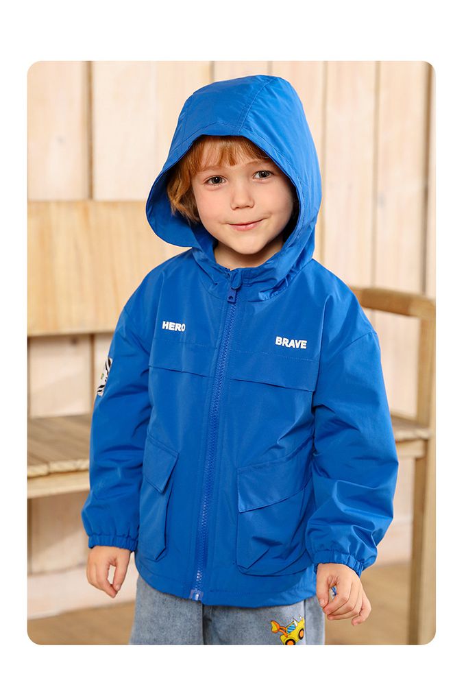 加絨連帽防水外套-黑色