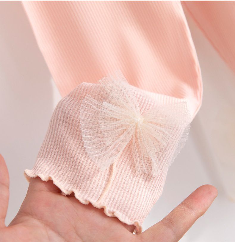 FANMOU - 莫代爾螺紋透氣七分內搭褲-扇貝蝴蝶結-灰色