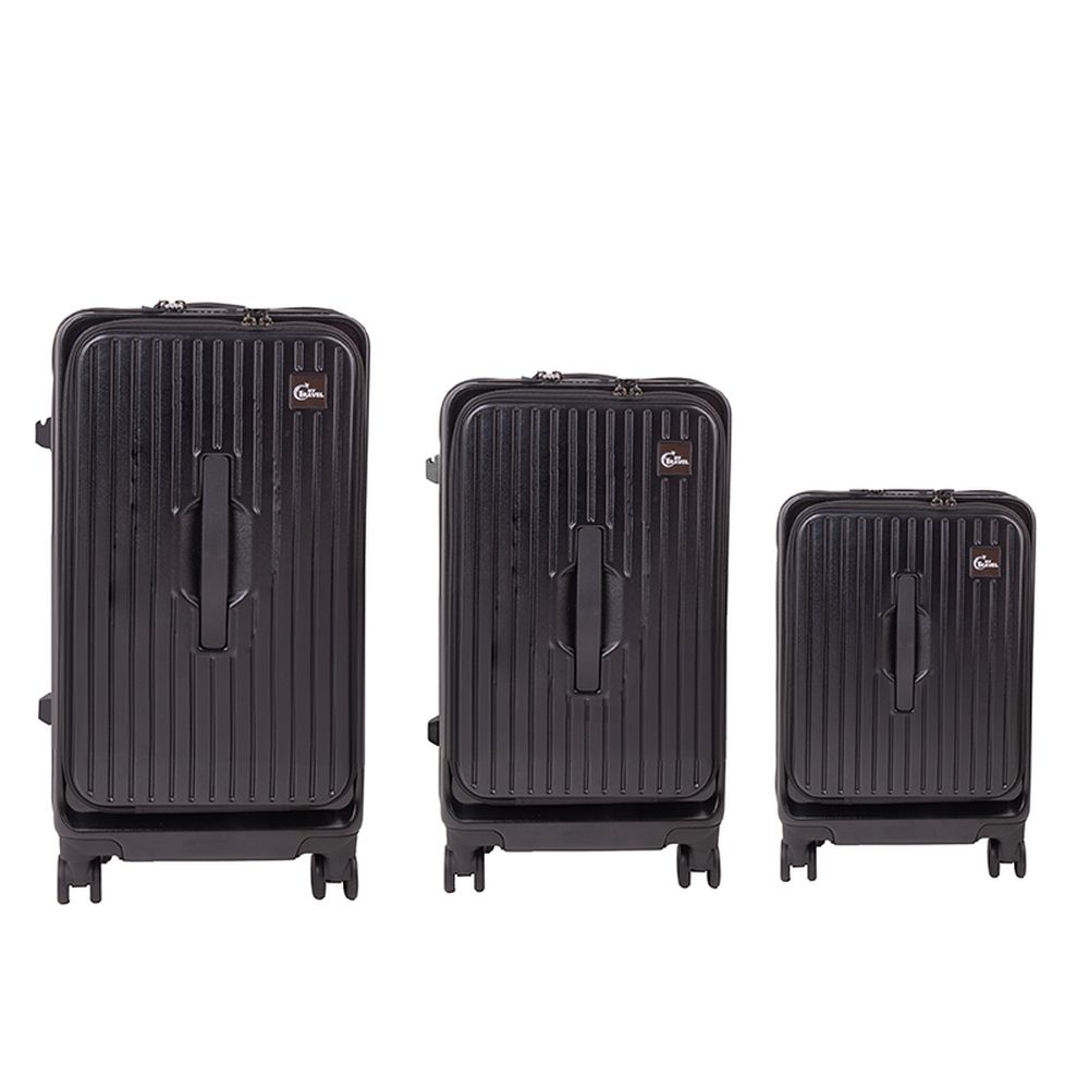 前程悅旅超能裝行李箱-雙開式-暗夜黑