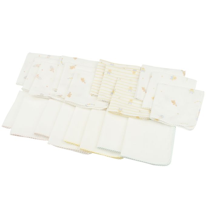 akachan honpo - 棉紗手帕20入-動物寶寶-米白色 (23.5×23.5cm)