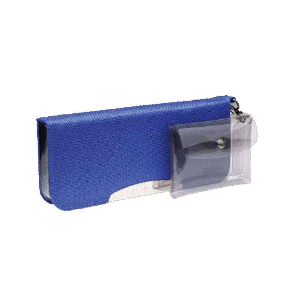 日本文具 SONIC - 日本製硬式雙面鉛筆盒(防開鎖設計+附削鉛筆器)-附小物袋-正氣藍