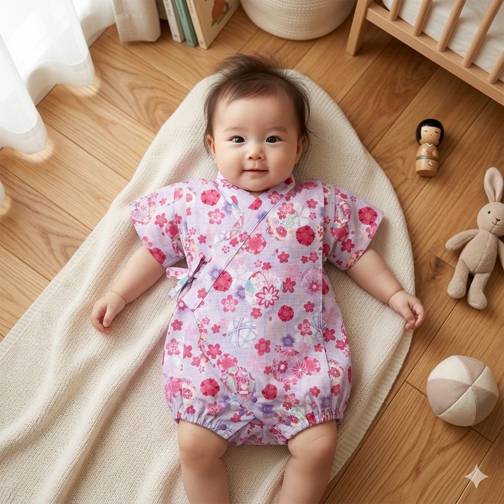 甚平包屁衣-手鞠-紫色