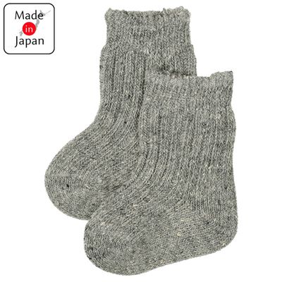 akachan honpo - 新生兒直角襪 霜絮感-灰色 (7~9cm)-日本製