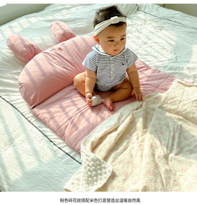 韓國 Hello HiZoo - 手工製純棉柔感親膚幼兒安撫毯/冷氣毯/絨毛被毯/午睡毯- Brown Flower