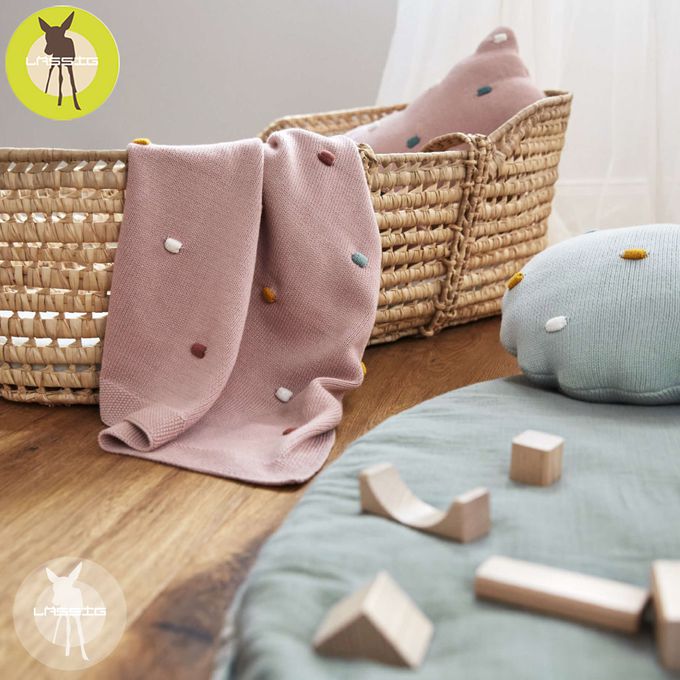 德國 Lassig - 有機棉嬰兒毯-薄荷彩點