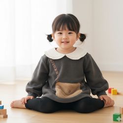 akachan honpo - 仿羔皮呢休閒上衣-灰色