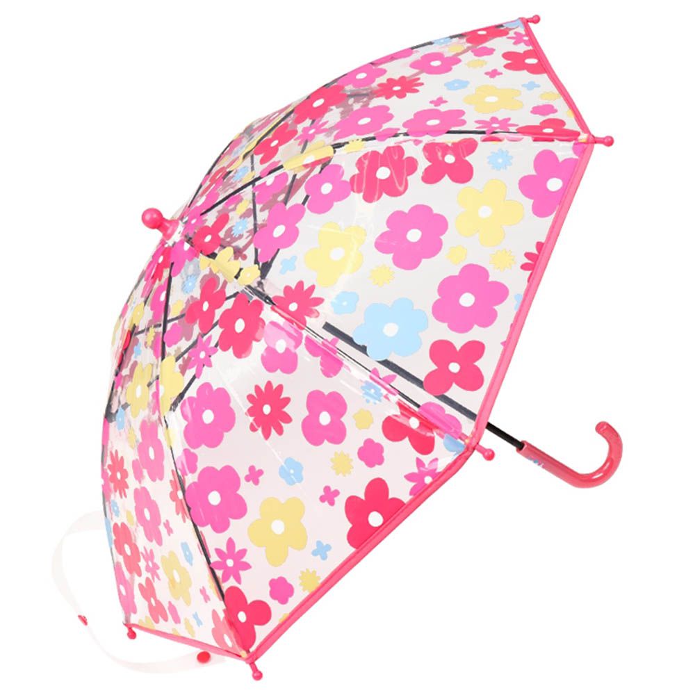 透明傘-繽紛花朵-粉紅色