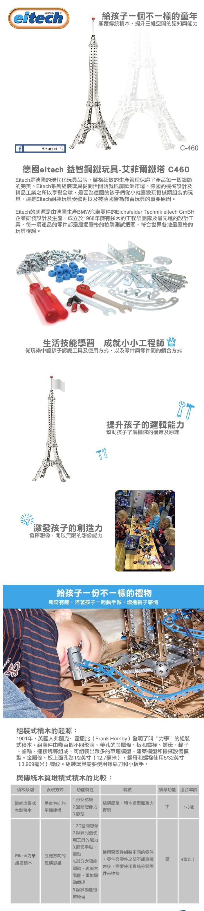 德國 eitech - 益智鋼鐵玩具-艾菲爾鐵塔 C460
