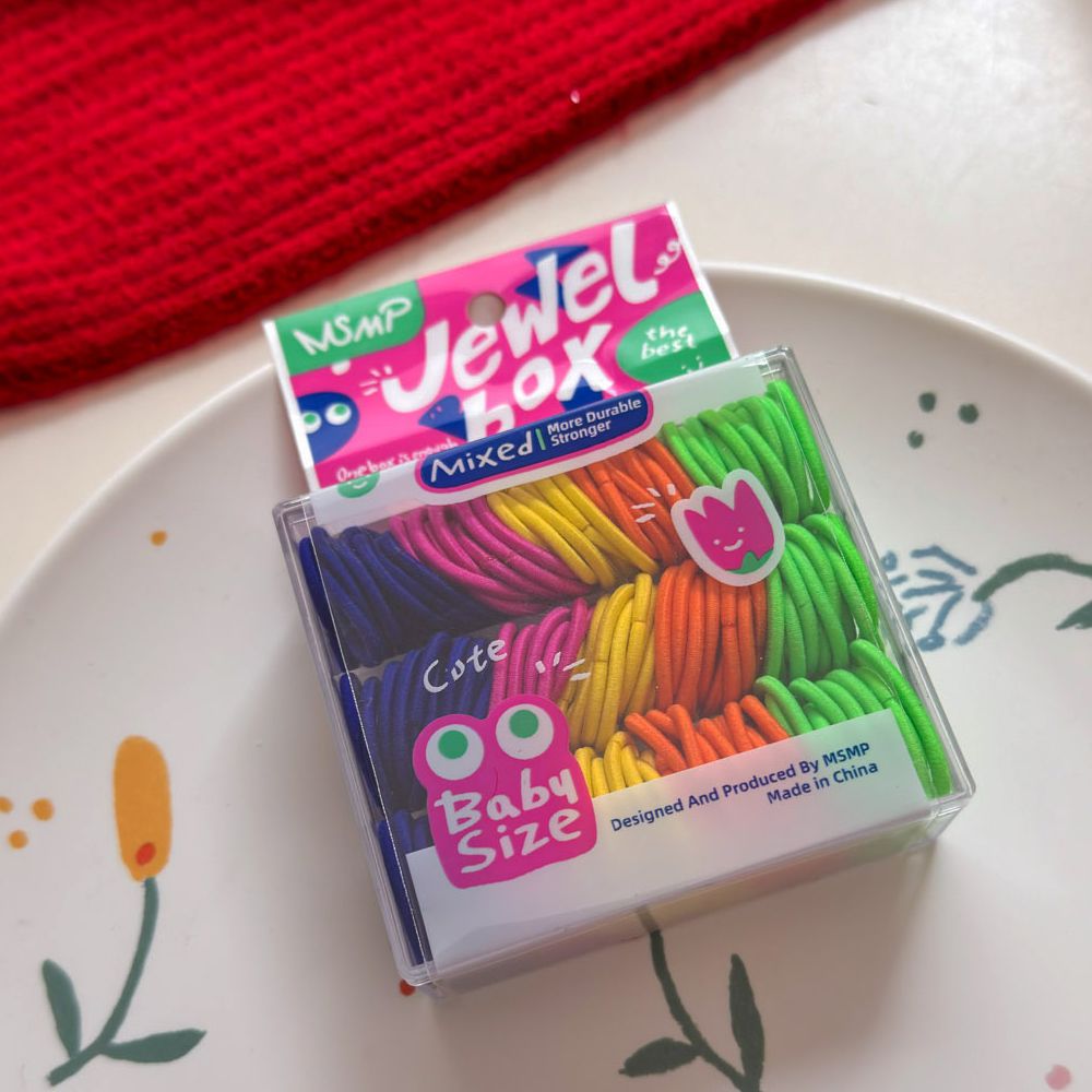 Beauty 寶寶幼兒拇指髮圈(直徑約2公分)-閃亮糖果5色-100條/盒