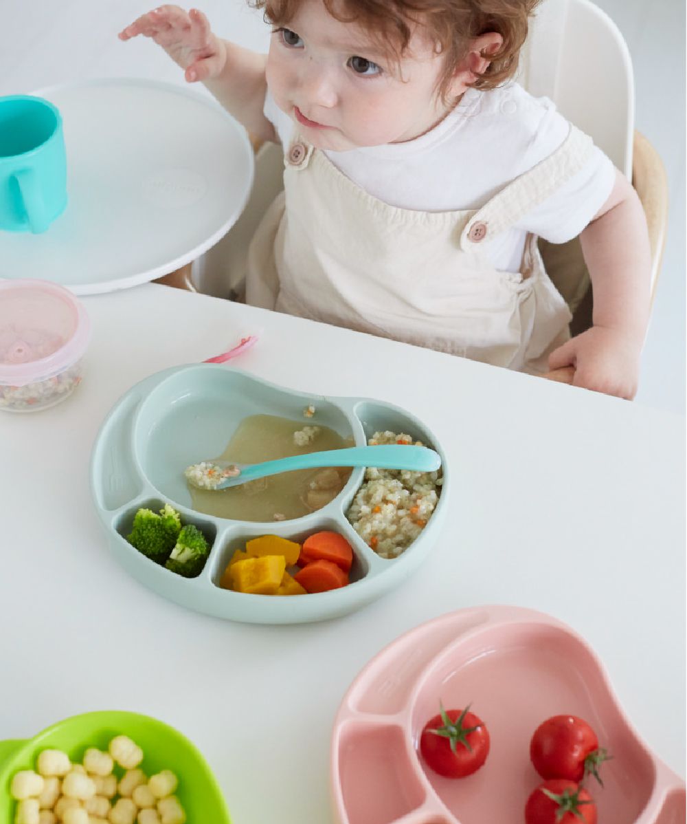 韓國 SILIPOT - 鉑金矽膠幼兒防滑餐盤-調色板-薄荷綠 (230X180X42 mm)-1入裝