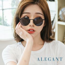 ALEGANT - 古著穿搭墨韻黑圓框寶麗來偏光墨鏡│UV400太陽眼鏡