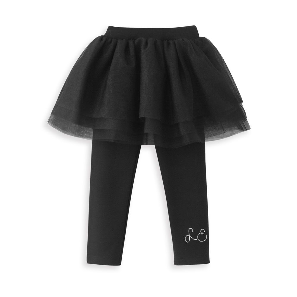 麗嬰房 - 網路獨家款 假兩件網紗裙褲-黑色