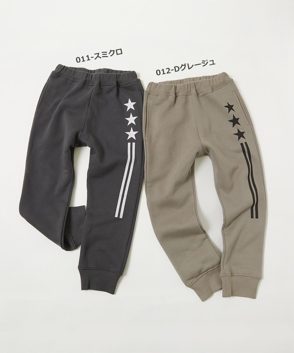 日本 devirock - 裏毛舒適酷帥印花運動褲-直式標語-深卡其