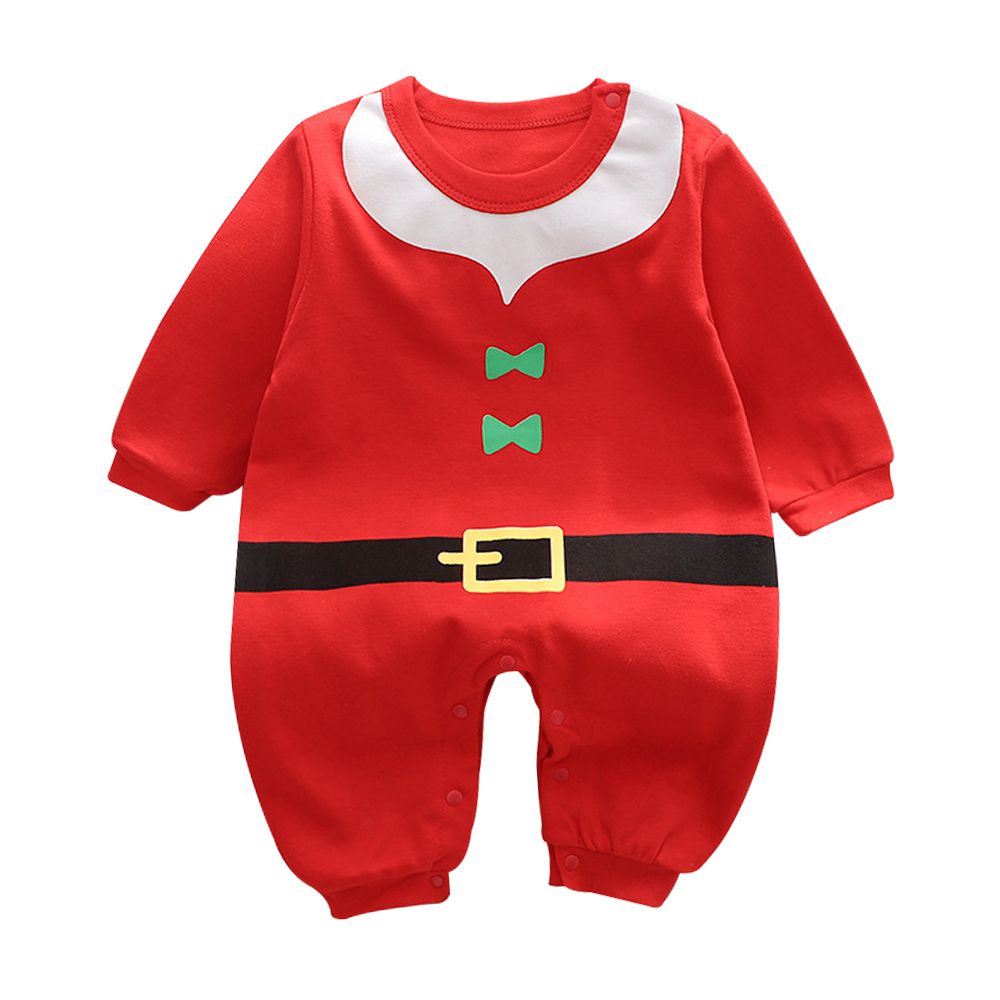 嬰幼兒長袖連身衣 寶寶長袖包屁衣 聖誕-紅色聖誕