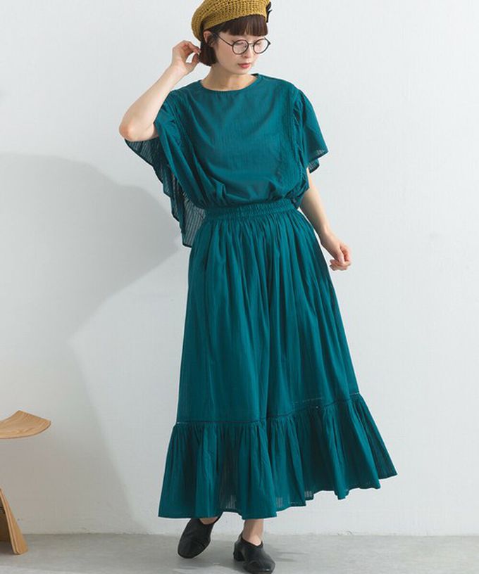 日本 Lupilien - 100%印度棉 飄逸緹花下擺鬆緊長裙-磚橘