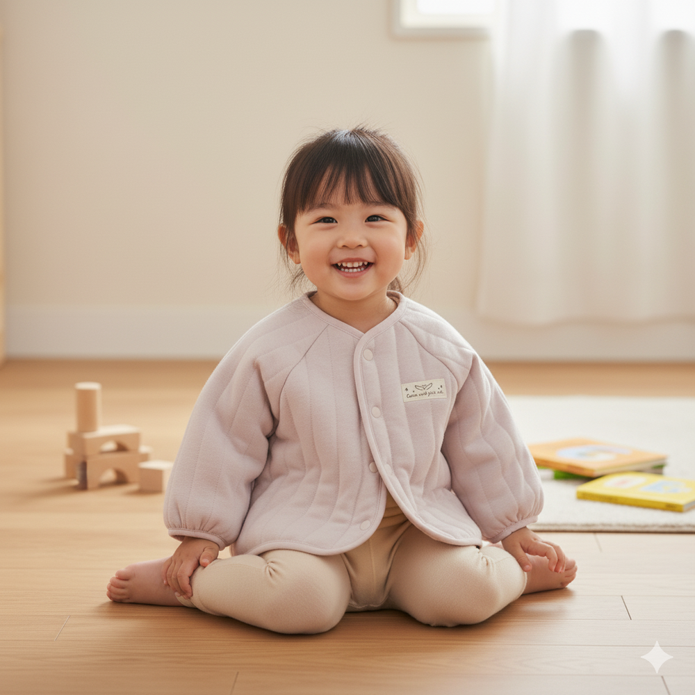 針織鋪棉夾克-灰色 (70~80cm)