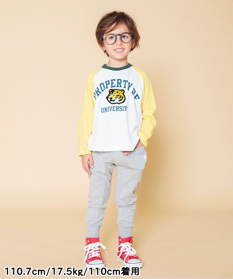 日本 BREEZE - 刺繡徽章撞色長袖上衣-熊貓-炭黑