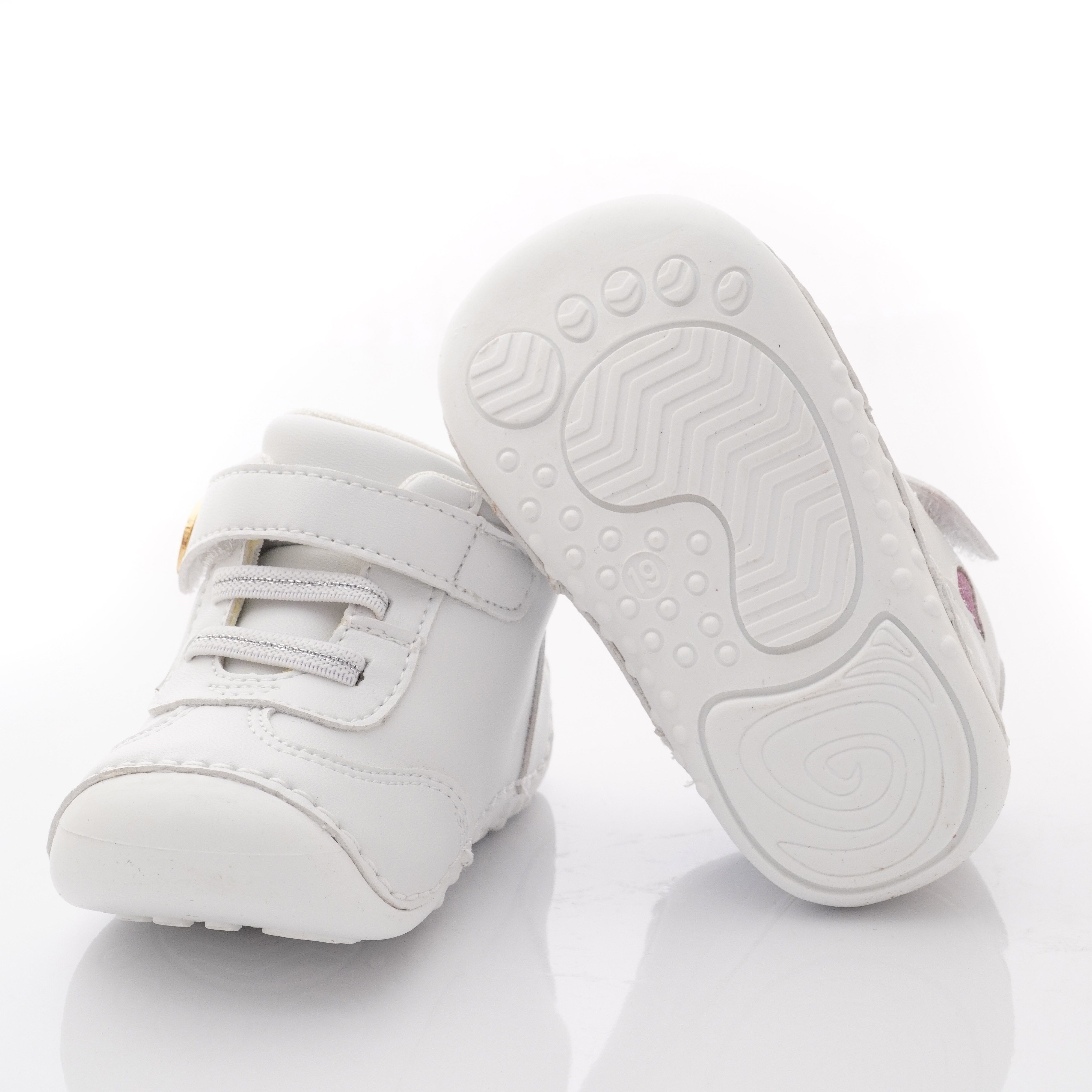 Arnold Palmer 雨傘牌 - 專櫃童鞋-皮質愛心學步款(寶寶段)-白