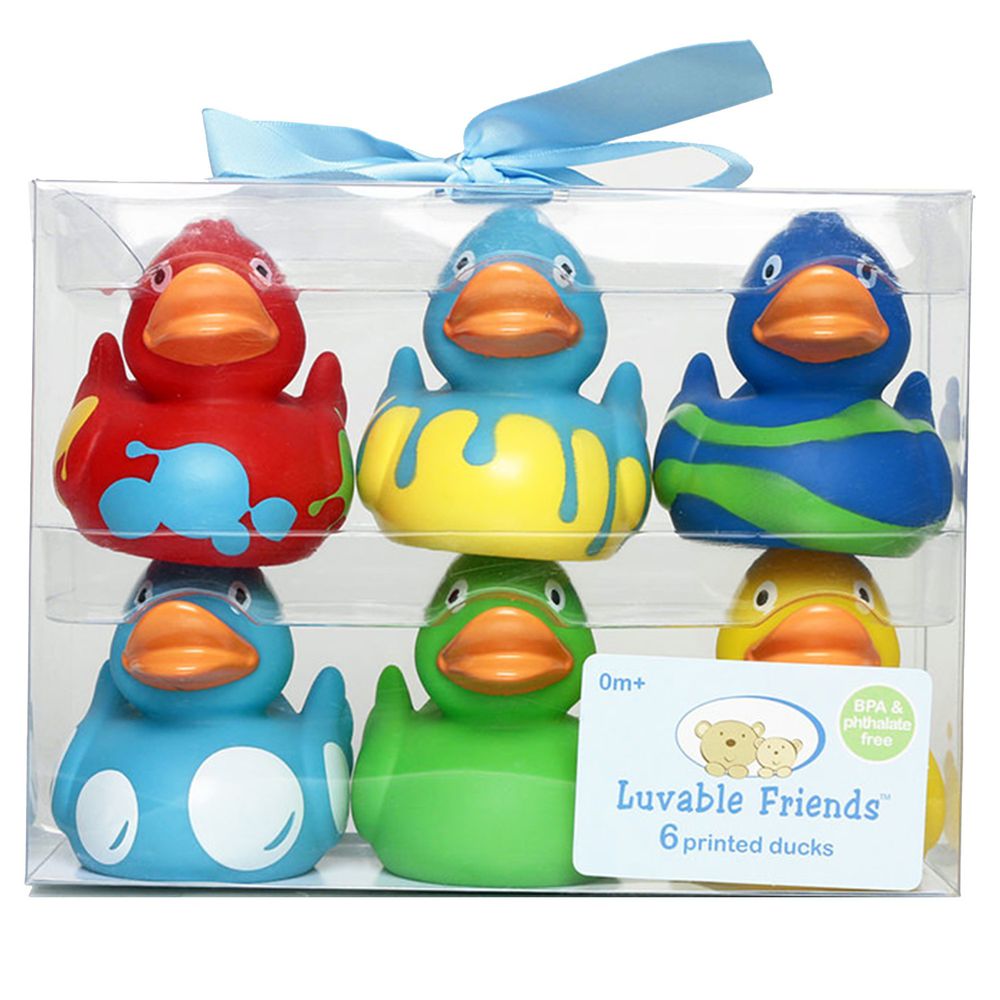 美國 Luvable Friends - 嬰幼兒玩水鴨子6入組-藍色